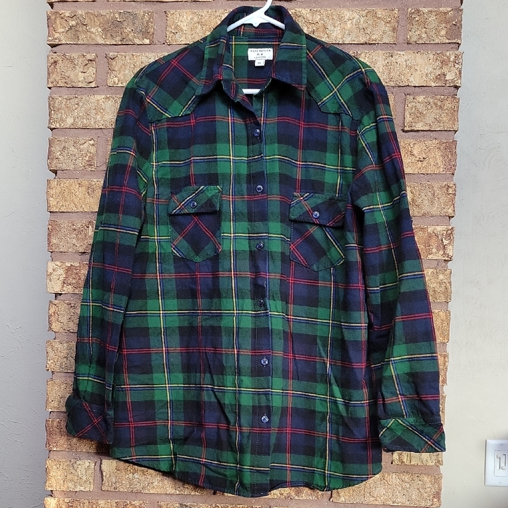 Matchstick Unisex Plaid Flannel Cotton Button Down Size XL